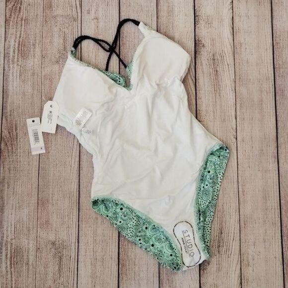 Anne Cole Studio Mykonos Medallion Plunging Neckline Strappy One-Piece Swimsuit - Picture 5 of 7